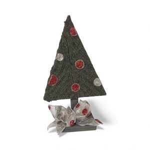 Handmade Christmas Tree Decor w/ Vintage Sweater Fabric Red &  Silver Glitter